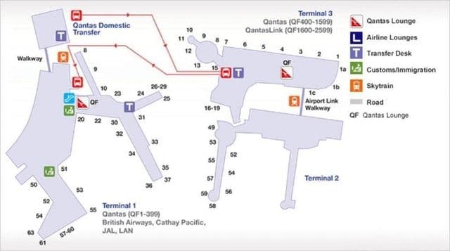 Mapa do terminal do aeroporto de Sydney