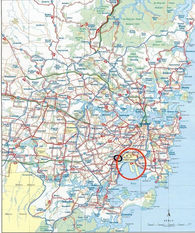 Mapa dos aeroportos de Sydney