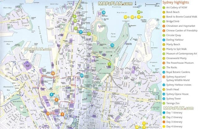 Mapa da paisagem de Sydney