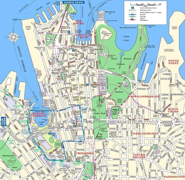 Mapa do centro da cidade de Sydney