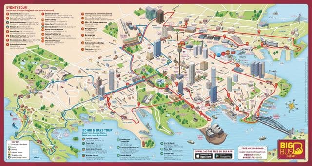 Mapa de Sydney Big Bus