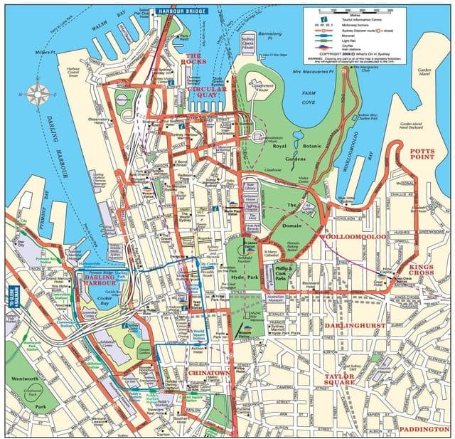 Mapa de passeios a pé em Sydney